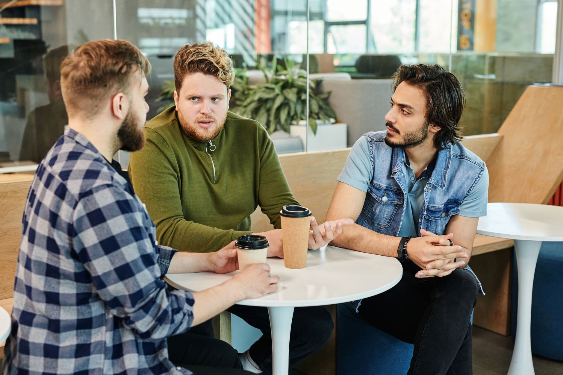 Open conversation at a café table
