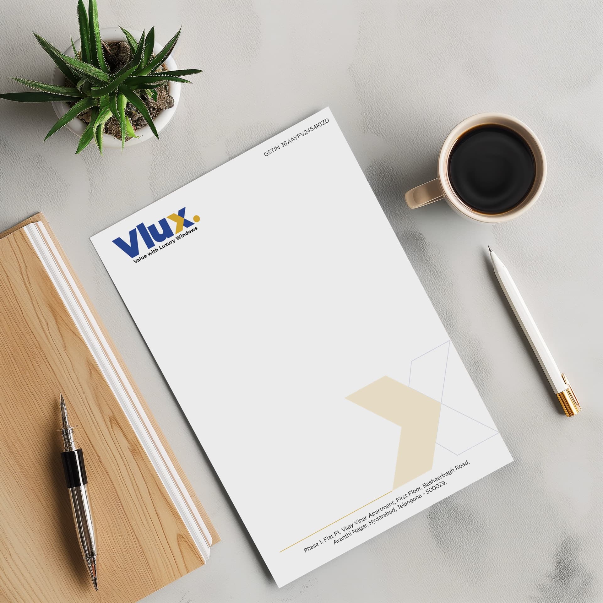 Vlux letterhead stationery design by Dandora